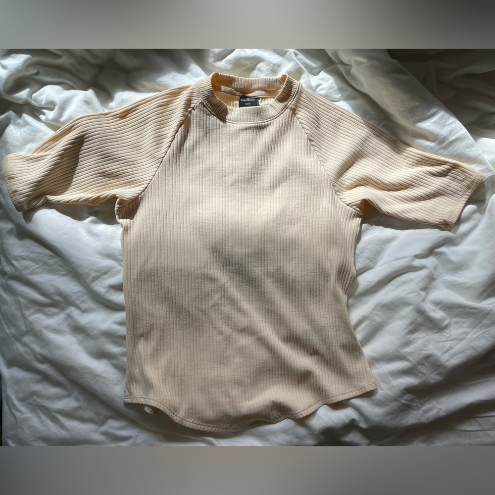REI Co-op half sleeve raglan rib shirt in creme